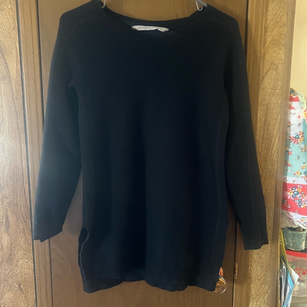 Athleta Black Crew Neck Sweater Soft Relaxed Fit